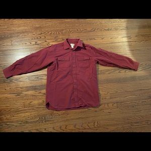 LL Bean Red Long Sleeve Button Down Shirt Large Tall